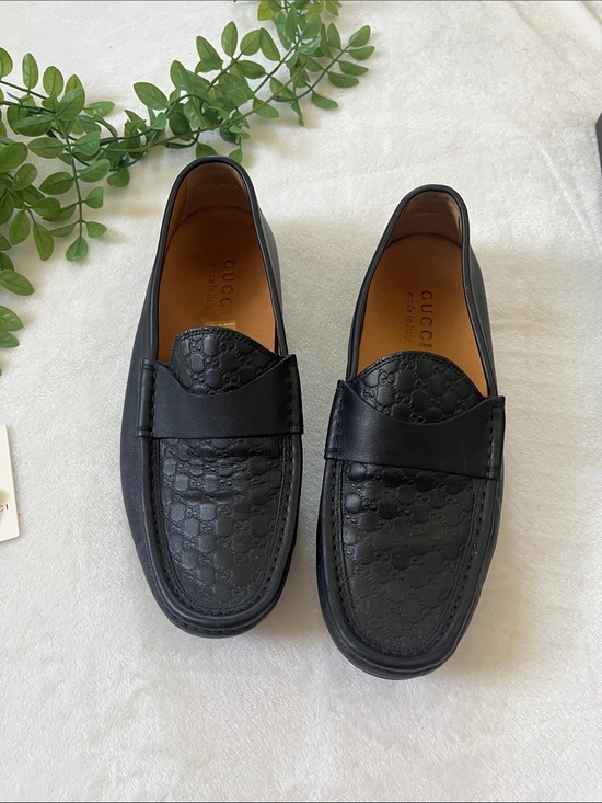 Gucci Black Leather Signature Logo Penny Loafers main image 9
